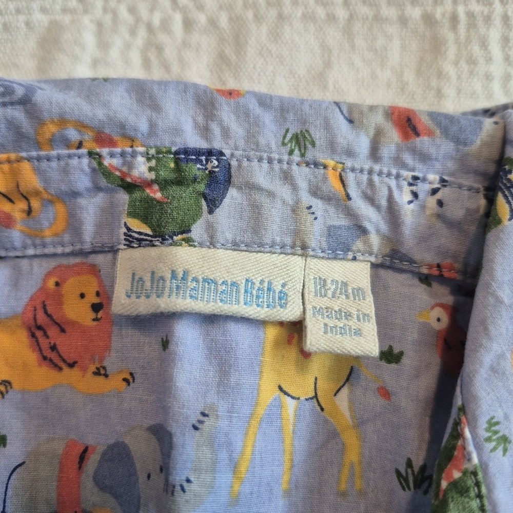 JoJo Maman Bebe boys 18-24 months button up animal print button up shirt VGUC - Picture 3 of 5